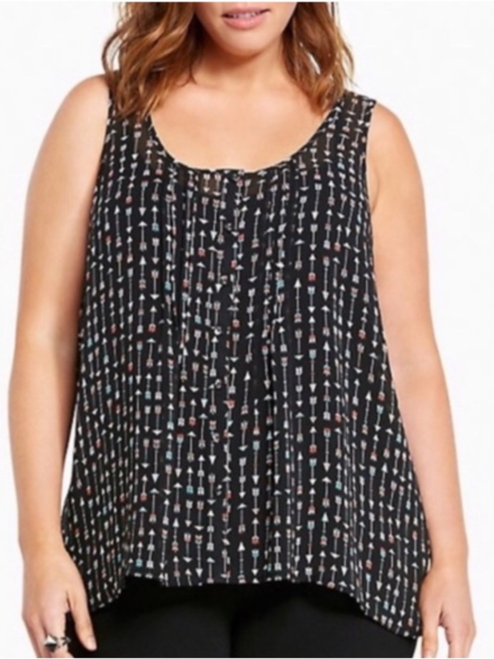 Torrid 2 (18/20) Plus Size Black Arrow Print Sleeveless Tank Top Fly Back